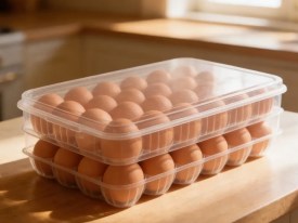 Huevera organizadora con tapa 18 huevos